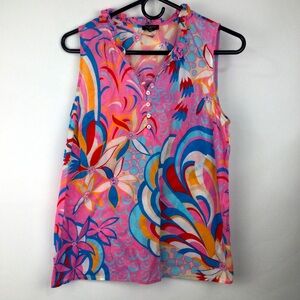 Talbots Petite ruffle trim sleeveless tank top blouse omens size Medium‎ Petite